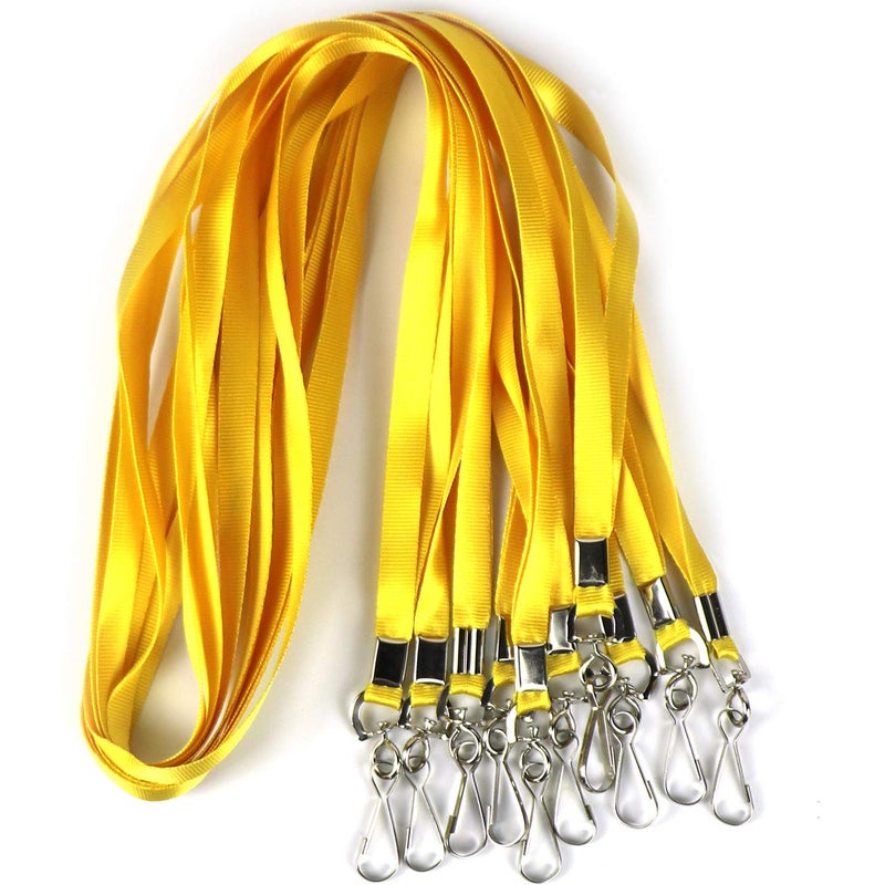 Ollain Bulk Lanyards Premium Cruise Lanyard Nylon Badge Lanyards Id Holder Perfect for Office, Kids, Teachers (Yellow, 100Pack) - Image 1